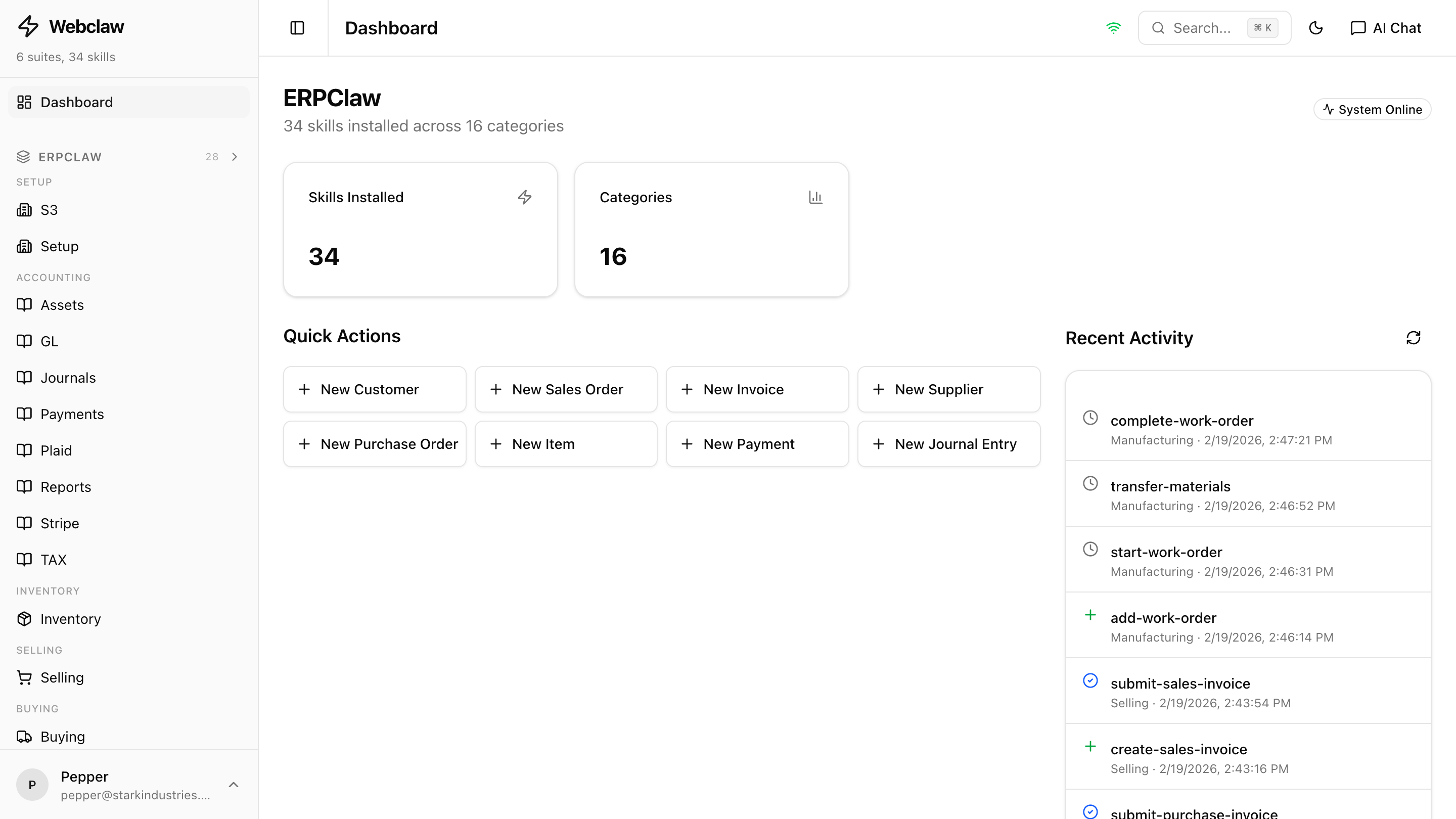 Webclaw dashboard overview